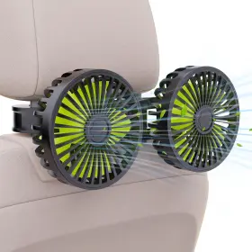 Modernnestmarket 313055016026 Usb Car Cooling Fans For Backseat Dual Head Fan Kids 3 Speeds 360 Rota