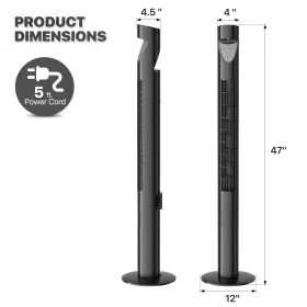 Mollie 840256420906 Oscillating Quiet Tower Fan With Remote Control 3 Speeds 12h Timer Portable L #2
