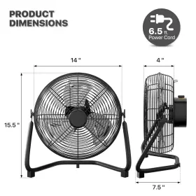 Mollie 840256421897 14 Inch High Velocity Fan Heavy Duty Metal Garage Floor With 3 Speed Adjusta #2