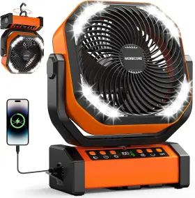 Morecore 313022617690 20000mah Rechargeable Camping Fan With Light 112hrs Running 8-speed