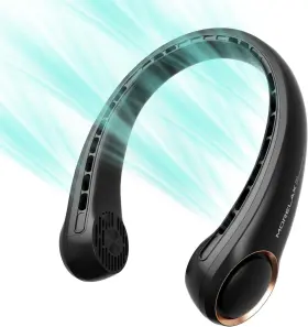 Morelax 313098531586 Portable Neck Fan Rechargeable Personal Cooling Hands Free Bladeless