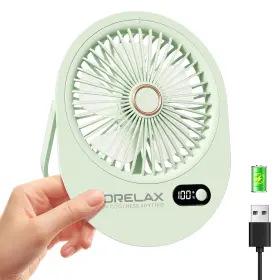 F316 Morelax 797457941450 Usb Desk Fan 3 In 1 Rechargeable Portable 180 Small Green-light