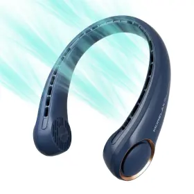 F312blue Morelax Neck Fan Usb Rechargeable Personal Hand Free Bladeless Portable