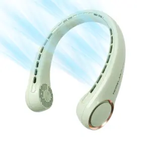 F312green Morelax Neck Fan Usb Rechargeable Personal 3 Speeds Adjustable Large Air Outle