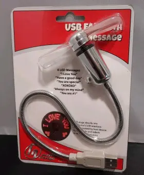 Motion Design 739205719553 Usb Fan With 6 Led Pre-programmed Messages New/sealed On Card