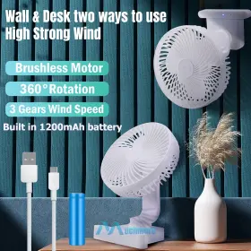 Yh-168 Much Usb Rechargeable Mini Cooling Fan Quiet 3 Wind Speeds 360 Air Circulator Us