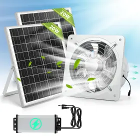Ls-54 Mxmoonfree Solar Powered Exhaust Fan With Rechargeable Battery 2pcs 20w Panel 10ftft