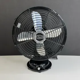 X5451 National Winder Vtg Cinni Metal Mcm Table Tilt Four Blade Fan - Black 12 Inch Industrial Retro