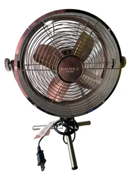 Nautica 236300555371 Retro Metal Table Desk Fan 2 Speed High/low Copper And Stainless Steel