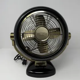 Ft-20mu Nautica Home Retro Small Desk Fan 10 Inch Black And Gold Used Working