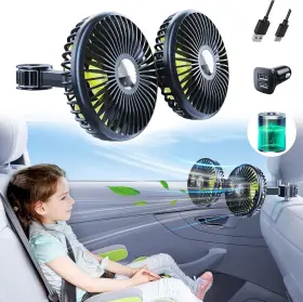 Nauttxon 756940523375 Battery Fan For Car Backseat - Rechargeable Kids Dogs Come