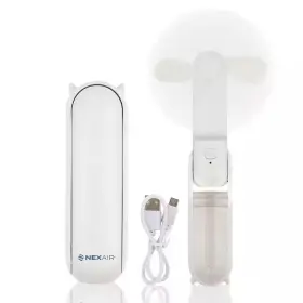 Nexair 445040476409 Mini Portable Hand Fan 4 Inch 2 Speed Rechargeable With Power Bank Quiet Table Desk