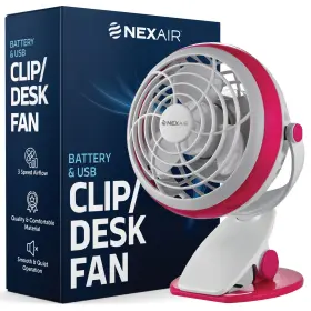 Nexair 804595034668 4 Inch Clip Or Desk Fan Usb Battery Powered Single Speed Setting Ad
