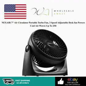 C596650308 Nexair 7 Inch Air Circulator Portable Turbo Fan 3 Speed Adjustable Desk Powers Cool