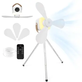 Niarrfi 627179858289 Camping Fan With Telescopic Stand 7200mah Tent Fans Led Light Remote C
