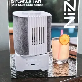 Inv00989 Nizoni Bluetooth Speaker Usb Table Fan White Gray Sound Machine