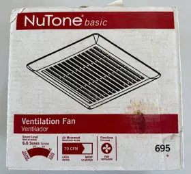 Nutone 784891258367 Basic 695 Bathroom Ventilation Fan 70cfm 6.0 Sound Level - Brand New