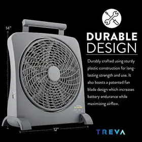Fd10006au O2 Cool Treva 10 Inch Rechargeable Portable Fan Smart Power Air Circulator. Plug-in A #3