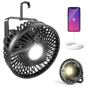Od0578 Odoland Camping Fan With Led Lantern Rechargeable Battery Operated Hang Hoo