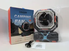 80378 Ogery 850071872002 F11 Portable Rechargeable Camping Fan With 3 Level Lighting Black