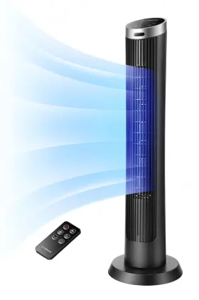 Omnibreeze 819079023496 36 In Bladeless Tower Fan With Remote 4 Modes Quiet Cooling