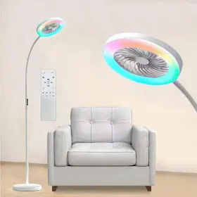 Onidek 445009878824 Pedestal Fan For Bedroom Floor Lamp With Rgb 18w/1500lm 3-speed Stand Step