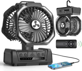 Onlynew 445037751717 Dual Head Portable Rechargeable Fan 20000mah Battery Powered Camping Cordles