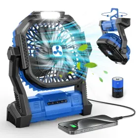 Onlynew 614141849277 Portable Fan Rechargeable Cordless Battery Powered With Led Lantern 2000