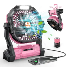 F660 Onlynew 791069642705 Rechargeable 20000mah Portable Fan With Led Lantern Usb C For Camping And Travel
