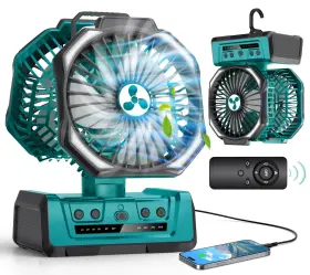 Onlynew 791069644433 Dual Head Portable Rechargeable Fan 20000mah Battery Powered X Large Green