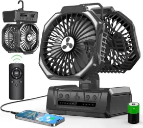 Onlynew 791069644457 Dual Head Portable Rechargeable Fan 20000mah Battery Powered Camping Cordles