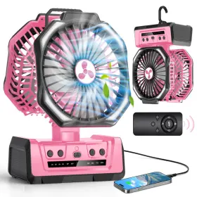 B0f63bckld Onlynew Dual Head Portable Rechargeable Fan 20000mah Battery Powered Camping