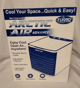 Aadv-ct8 Ontel Arctic Air Advanced Personal Space Cooler White 4 Speed Quiet Portable