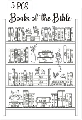 L8gj1069-5pc Opolar Books Of The Bible Tracker Sticker Shelf Coloring Page Readi
