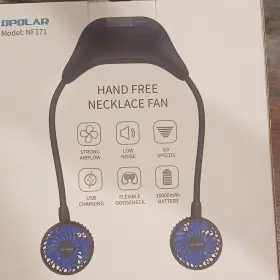 Nf171 Opolar Necklace Fan Usb Charging 6 Speeds Strong Airflow Gooseneck Blue