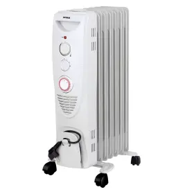 Optimus 630326160135 Portable 7 Fins Oil Filled Radiator Heater With Timer