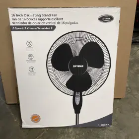 F-1672wh Optimus 16 Inch Oscillating Stand Fan With Remote Control New In Box Never Opened