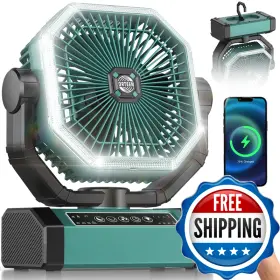 Orteen B0bxhbmlzp Portable Rechargeable Fan - 9-inch Camping For Tent 24000mah60hrs
