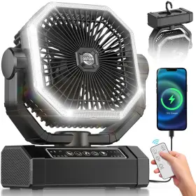 B0bxhm547r Orteen 9-inch Portable Rechargeable Camping Tent Fan 24000mah Battery Remote Timer