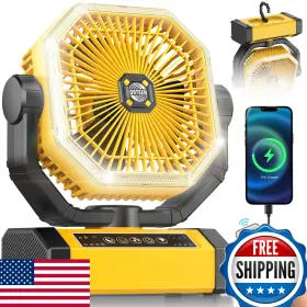 B0bzrym1mp Orteen 9 Inch Portable Table Fan 20000mah Battery Camping Auto-oscillating With Lig