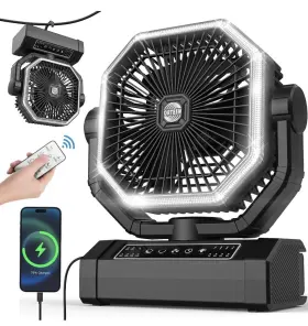 Gyfs-9in-2 Orteen Portable Rechargeable Fan - 9-inch Camping For Tent 10000mah 30hrs Battery
