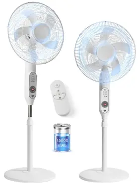 198f Osord Rechargeable Floor Standing Fan - 16 Inch Oscillating Pedestal With Remote 1