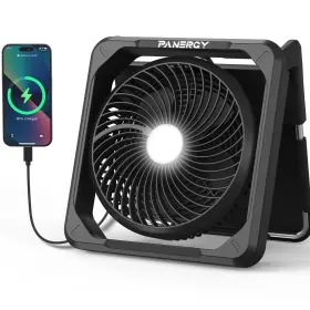 Sf02 Panergy 11 Inch Portable Camping Fan With Led Light Solar Powered And Battery P