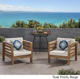 Wm99024s Paragon Louise Outdoor Acacia Wood Club Chairs With Cushions Set Of 2 Teak Finish And #3