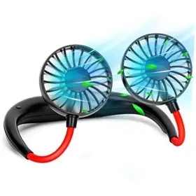 Partyreal 631105820615 Portable Hanging Neck Sports Fan Hands Free Personal Wearable Fan-usb Black