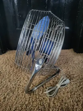 02-1287 Patton Vintage Air Circulator High Velocity Blue Chrome 3 Speed Fan #3