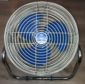 F-1279 Patton F1279 3-speed High Velocity Floor Fan Blue Blades Rare Rectangular Base