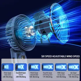 Peiyuu 445029370308 Handheld Fan Portable 4000mah Rechargeable Personal 180 Foldable #3
