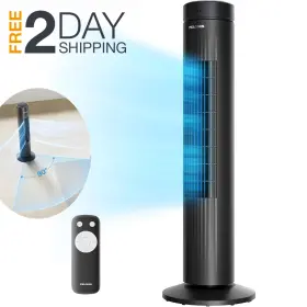 Pelonis 426908266745 30 Inch Ventilador De Pie Torre Con Control Remoto Silencioso Para Cuarto Casa Negro