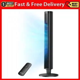 Pelonis 445032528598 42 Inch Oscillating Tower Fan With Remote Timer Led Display 6 Speeds Quiet